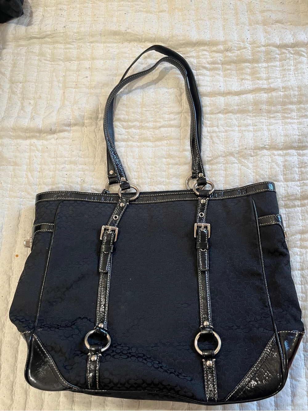 Coach Signature Gallery Jacquard Black Tote